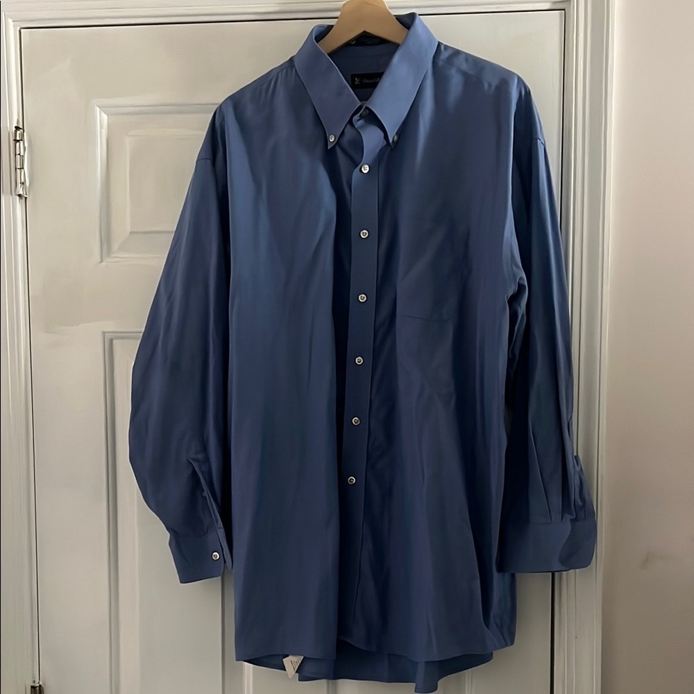 Blue Dress Shirt with Button-Down Collar